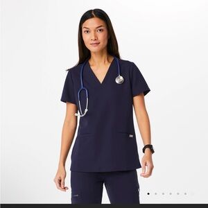 Figs Navy Scrub Top